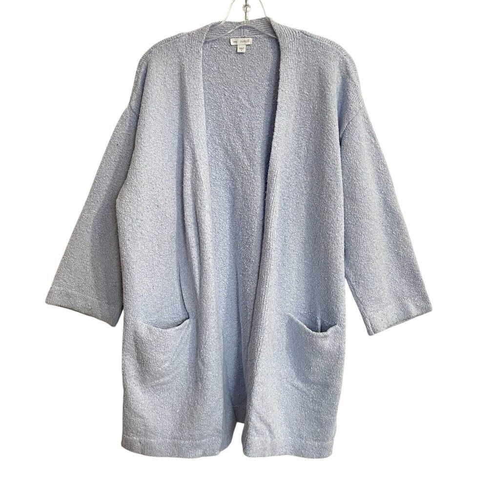 J Jill PureJill Sweater Size Medium Blue Open Front Cardigan Cotton Blend …
